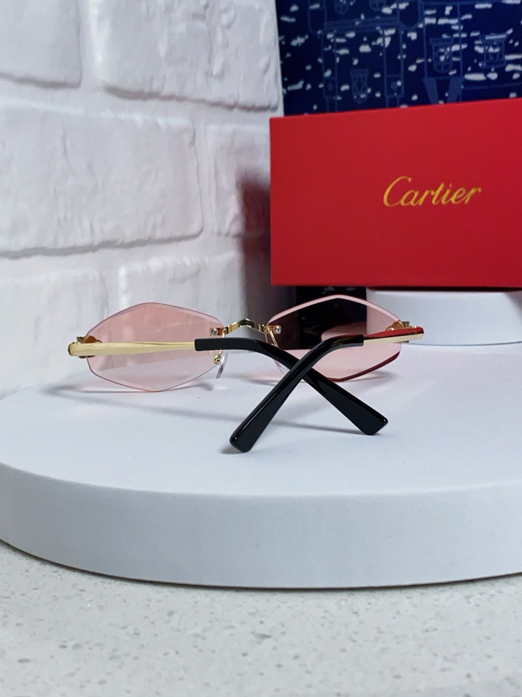 PANTHÈRE RIMLESS RHOMBUS FRAME SUNGLASSES CT0443S IN METAL