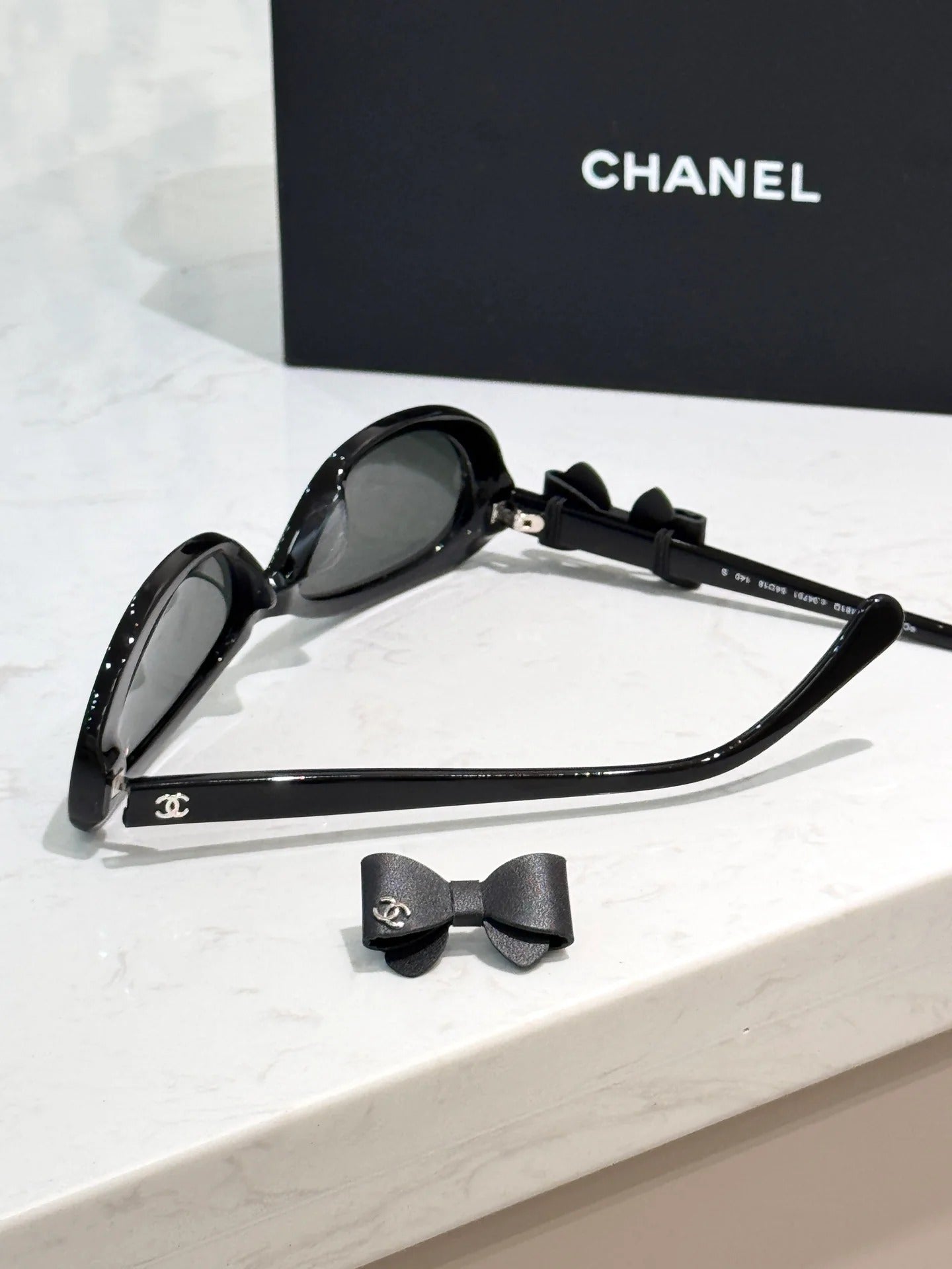 Chanel Cat Eye Sunglasses Black Acetate Calfskin CH9181
