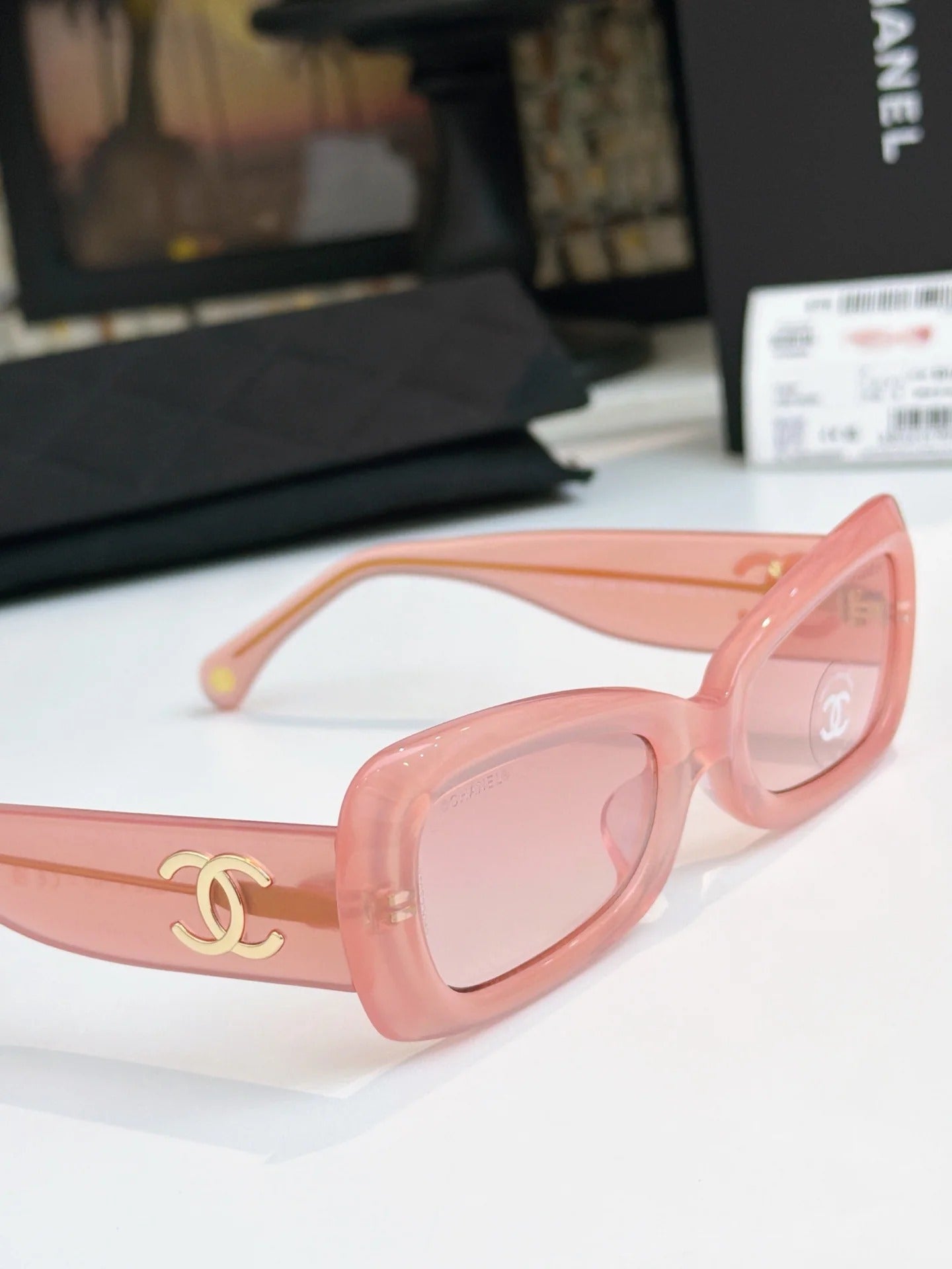 Chanel Cat Eye Sunglasses Black Acetate Calfskin CH9181