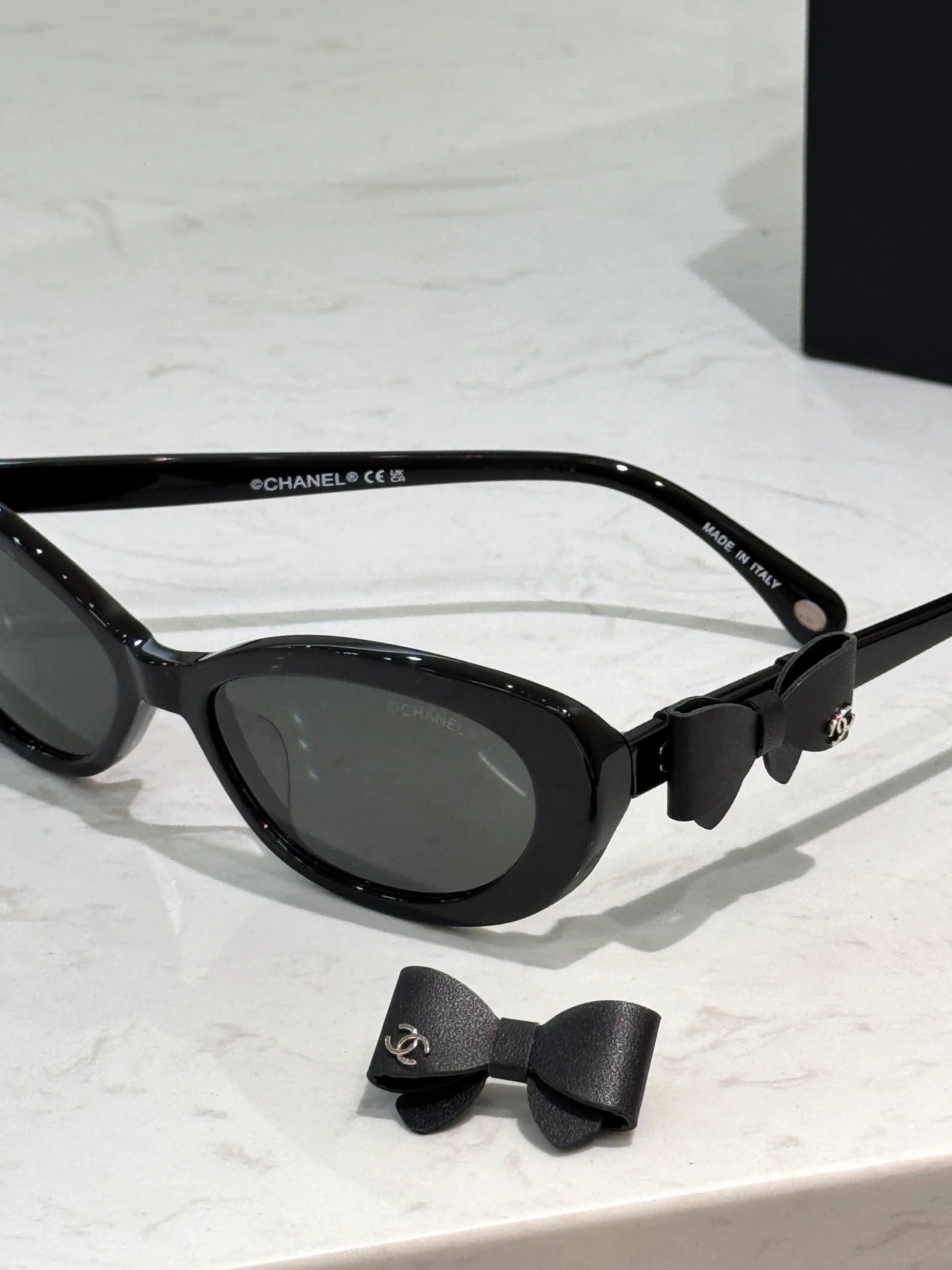 Chanel Cat Eye Sunglasses Black Acetate Calfskin CH9181